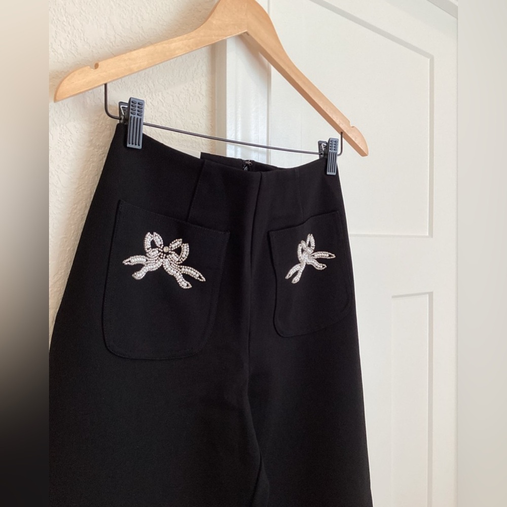 NWT! Anthro Maeve Colette Embroidered High-Rise Wide-Leg Full-Length Pants - 🍯 - Picture 6 of 13